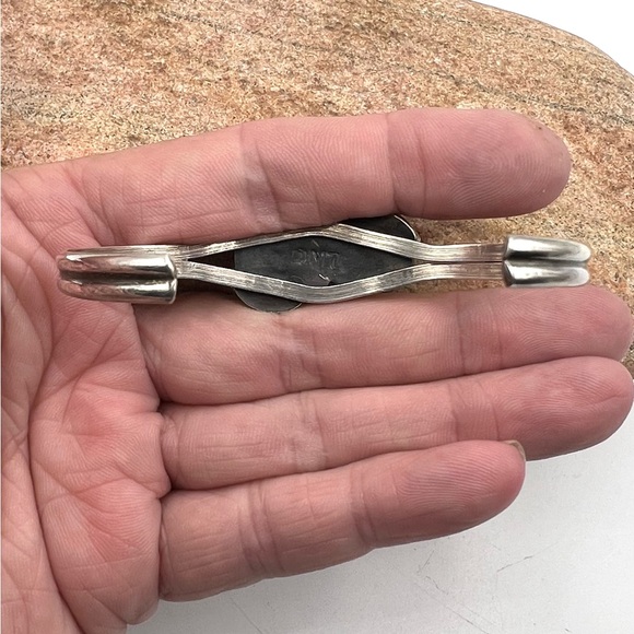 Signed Navajo Sterling Silver Turquoise Squash Blossom Cuff Bracelet 6.75" - Picture 5 of 6